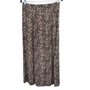 Philosophy Anthropologie Black Multi Floral Midi Skirt Comfort Waist NWT XS